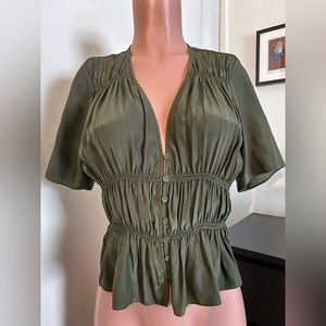 Frame green short sleeve blouse